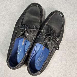 Mark Nason + Skechers Mens Boat Shoes Size 10.5 Black Leather Memory Foam Loafer